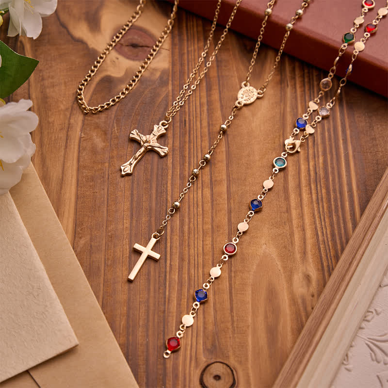Layered Cross Necklace Set: Multistrand Faith & Fashion-Forward Expression