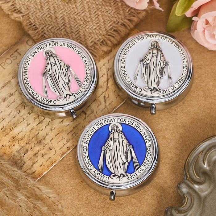 Ornate Alloy & Pearl Our Lady Rosary Storage Kit: Sign of Steadfast Celestial Shelter