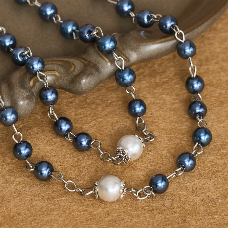Ornate Alloy & Pearl Our Lady Rosary Storage Kit: Sign of Steadfast Celestial Shelter