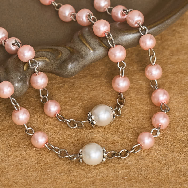 Ornate Alloy & Pearl Our Lady Rosary Storage Kit: Sign of Steadfast Celestial Shelter