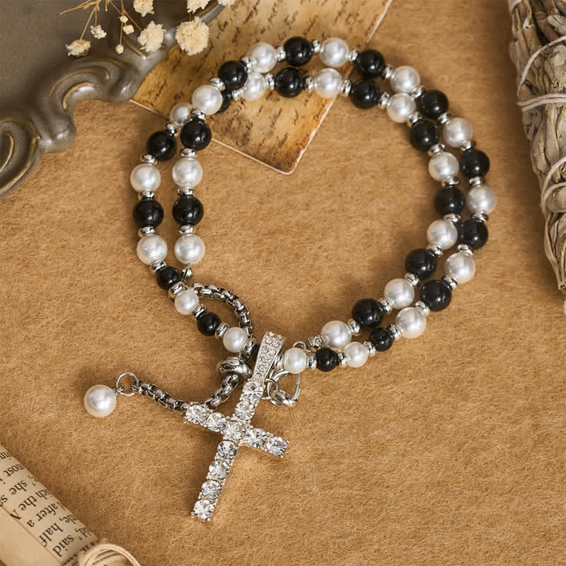 Polished Sparkle Cross Pearl Necklace: Sign Of Steady Celestial Guidance