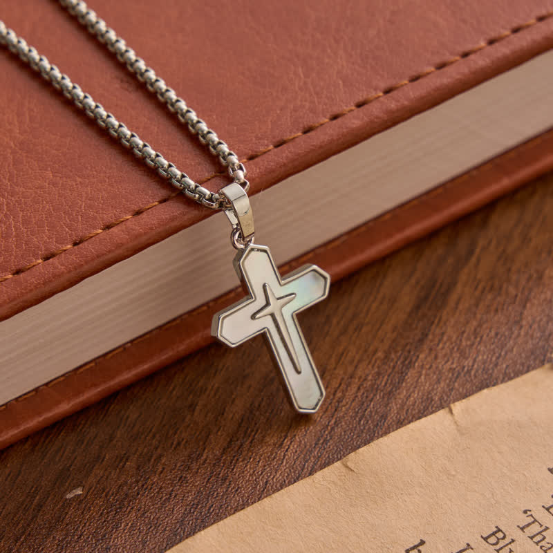 Refined Polished Copper Cross with Shell Inlay: Mark of Steady Heavenly Shelter