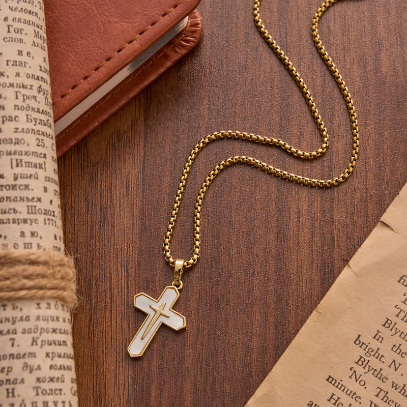 Refined Polished Copper Cross with Shell Inlay: Mark of Steady Heavenly Shelter