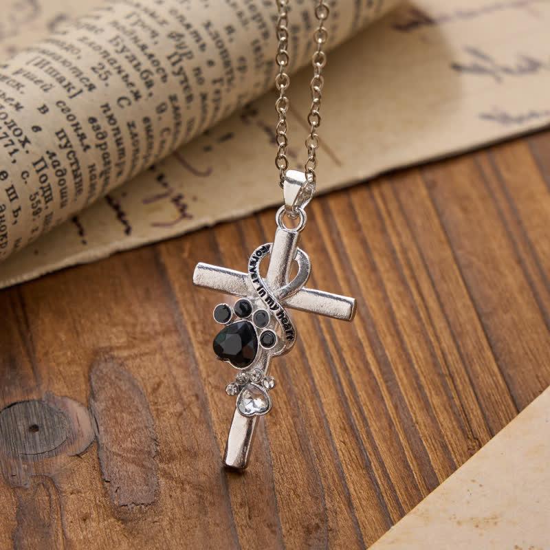 Paw Print Memorial Alloy Cross Necklace: Emblem Of Tender Heavenly Remembrance