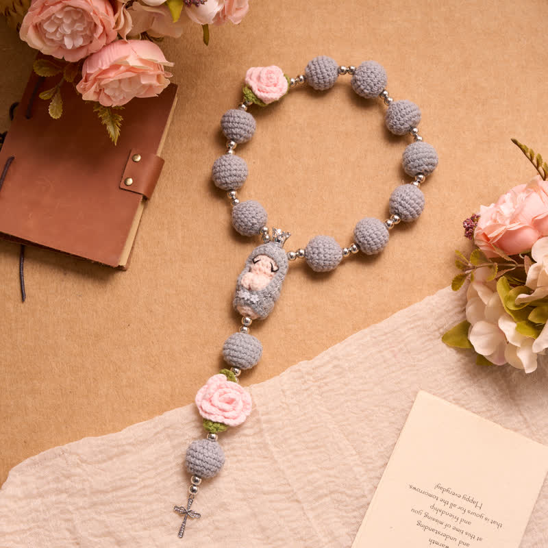 Crocheted Rosary With Our Lady & Holy Spirit: Emblem of Gentle Heavenly Tenderness