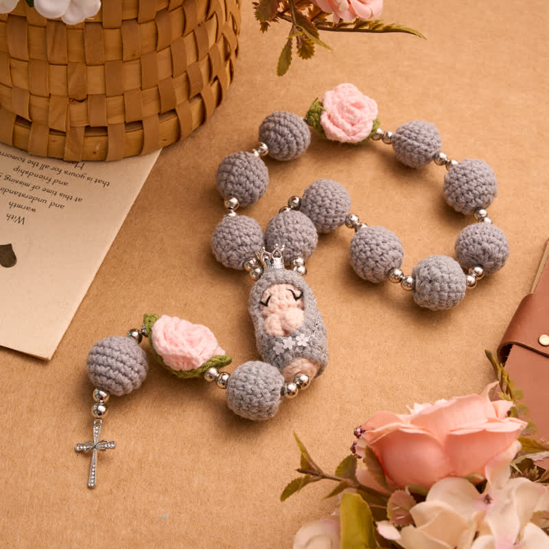 Crocheted Rosary With Our Lady & Holy Spirit: Emblem of Gentle Heavenly Tenderness
