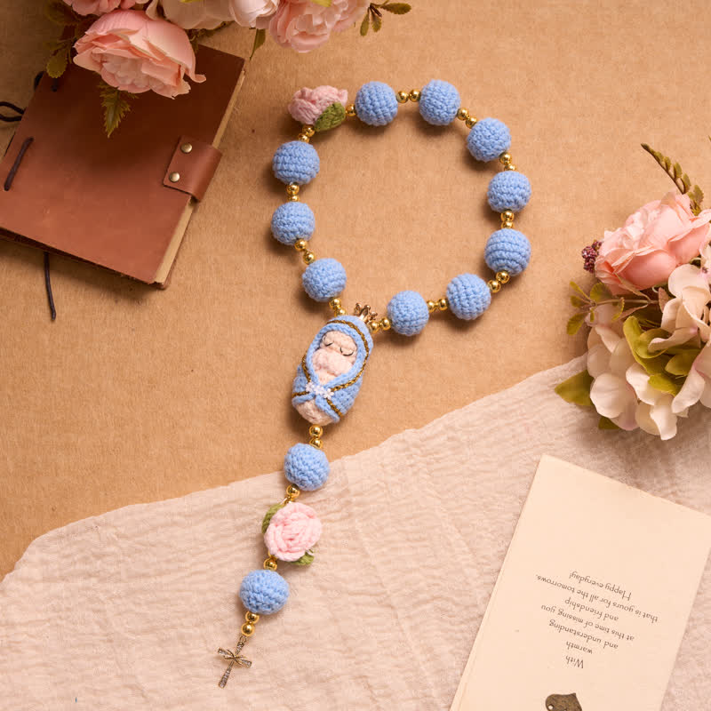 Crocheted Rosary With Our Lady & Holy Spirit: Emblem of Gentle Heavenly Tenderness