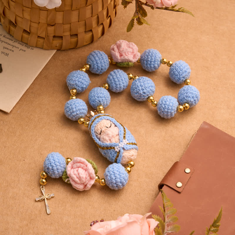 Crocheted Rosary With Our Lady & Holy Spirit: Emblem of Gentle Heavenly Tenderness