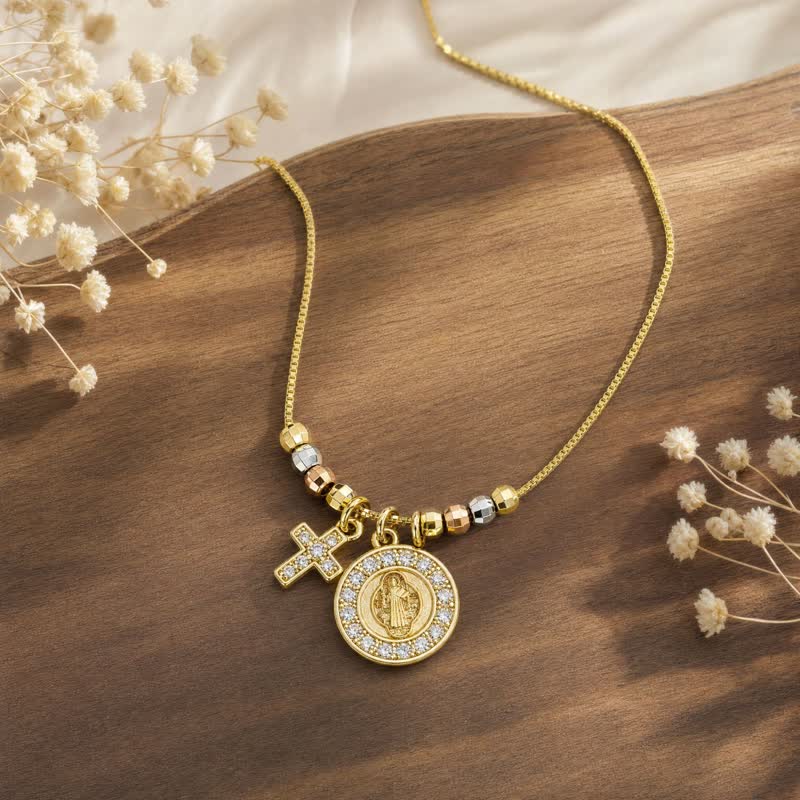 Mixed‑Bead St. Benedict Cross Pendant Necklace: Sign of Everlasting Sacred Safeguard