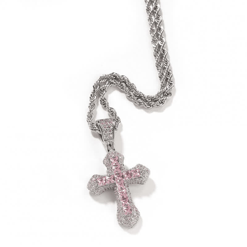 Chunky Sparkling Scalloped Cross With Rope Chain: Carrier of Bold Daily Benediction