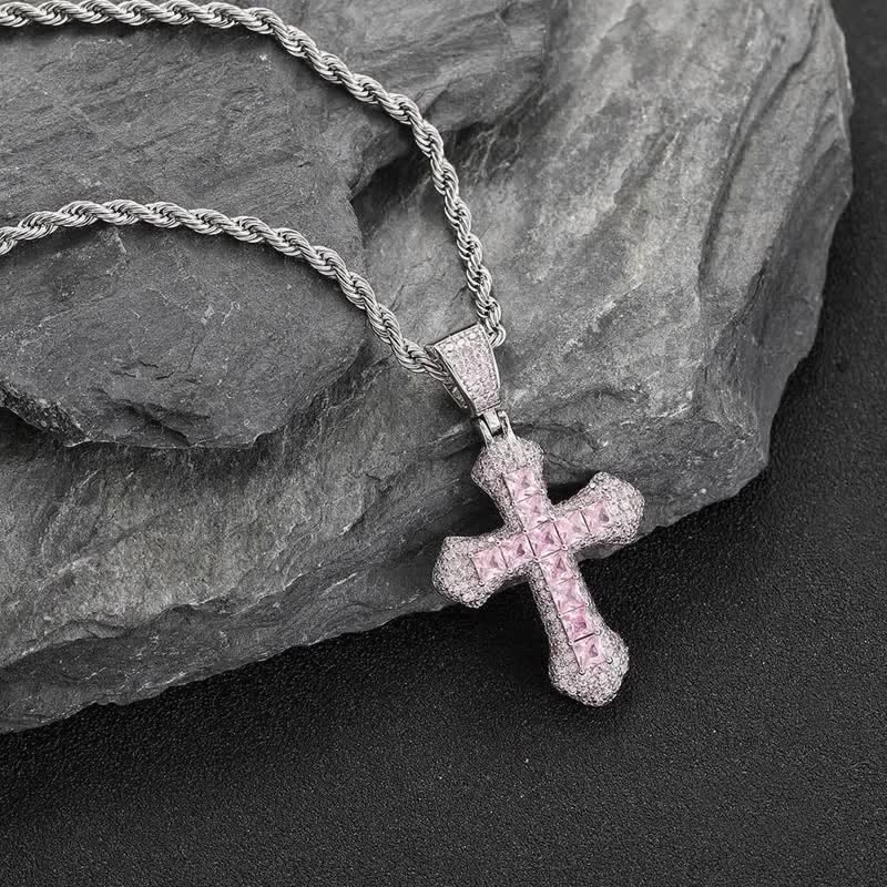 Chunky Sparkling Scalloped Cross With Rope Chain: Carrier of Bold Daily Benediction