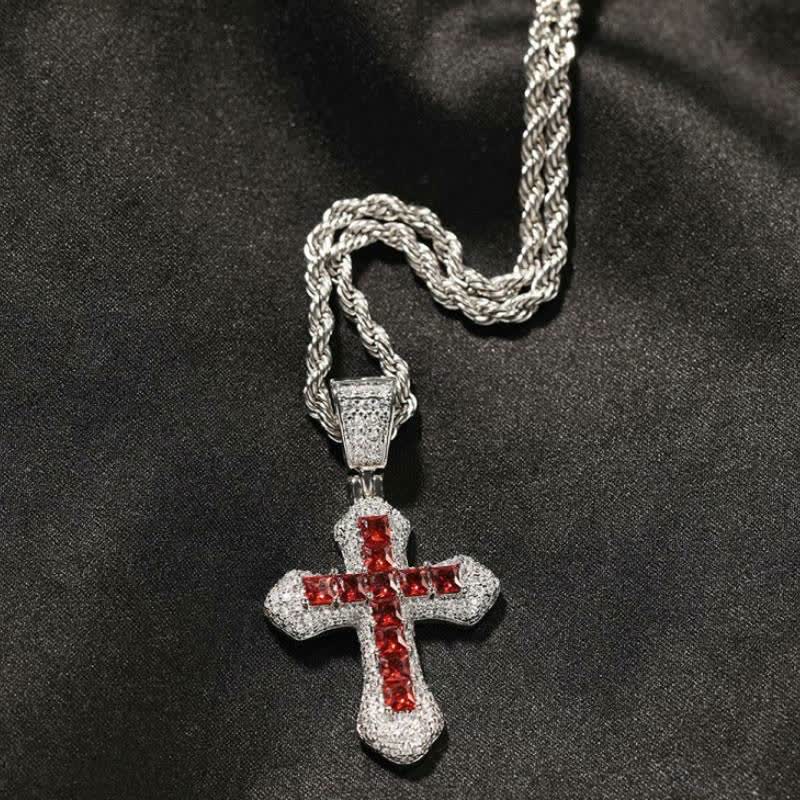 Chunky Sparkling Scalloped Cross With Rope Chain: Carrier of Bold Daily Benediction