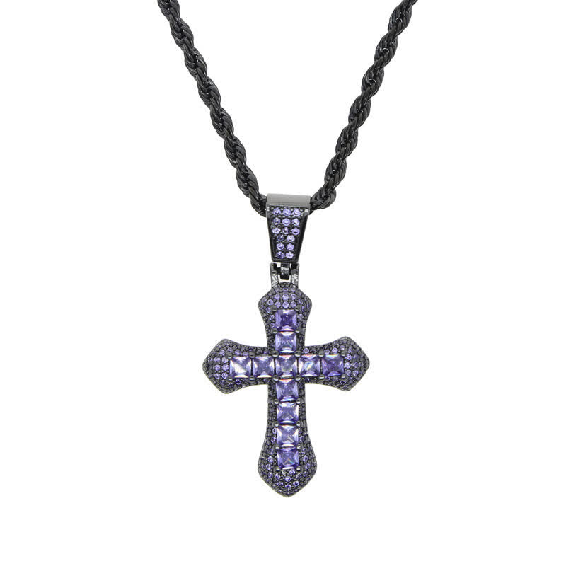 Chunky Sparkling Scalloped Cross With Rope Chain: Carrier of Bold Daily Benediction