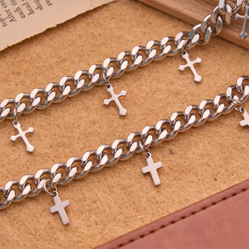 Smooth Chunky Cuban Multi‑Cross Bracelet: Sign of Timeless Heavenly Benevolence