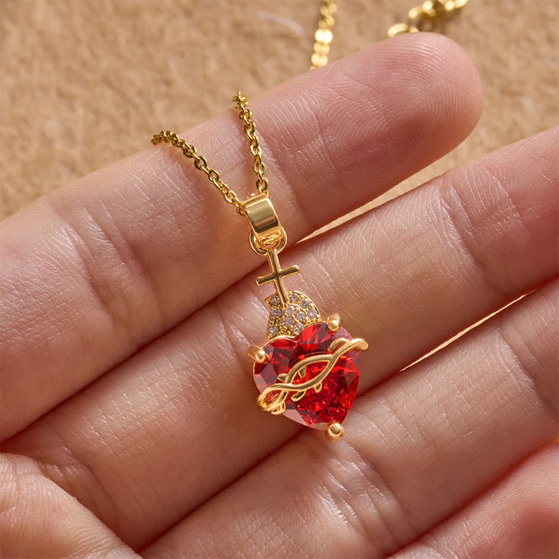 Thorn & Cross Sacred Heart Gold-Tone Necklace: Symbol of Quiet Divine Tenderness
