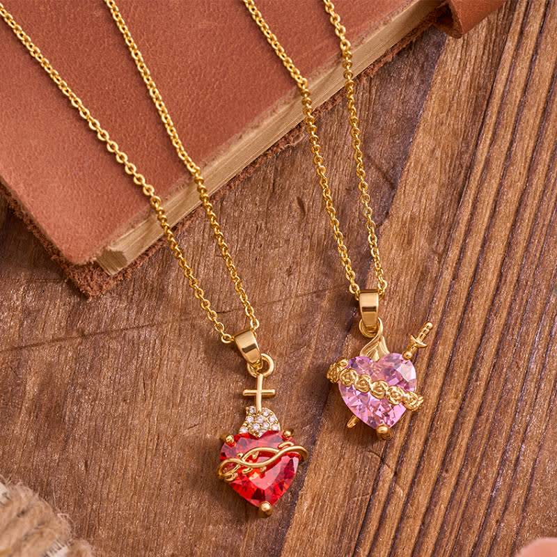 Thorn & Cross Sacred Heart Gold-Tone Necklace: Symbol of Quiet Divine Tenderness