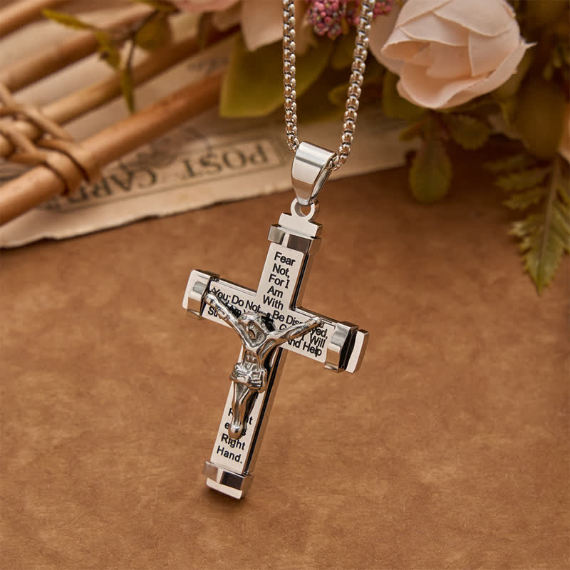 3D Sculpted Stainless Crucifix Necklace: Symbol of Timeless Divine Promise
