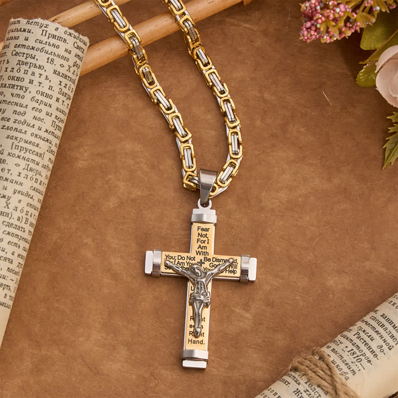 3D Sculpted Stainless Crucifix Necklace: Symbol of Timeless Divine Promise