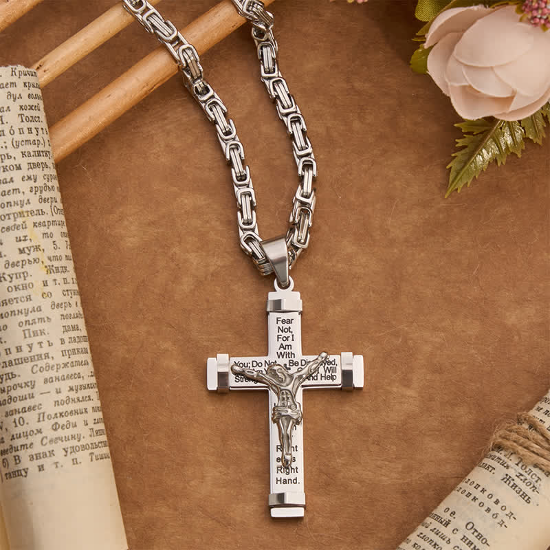 3D Sculpted Stainless Crucifix Necklace: Symbol of Timeless Divine Promise
