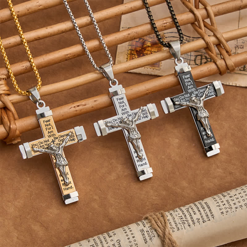 3D Sculpted Stainless Crucifix Necklace: Symbol of Timeless Divine Promise