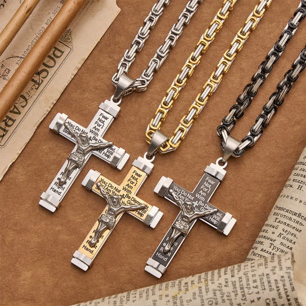 3D Sculpted Stainless Crucifix Necklace: Symbol of Timeless Divine Promise