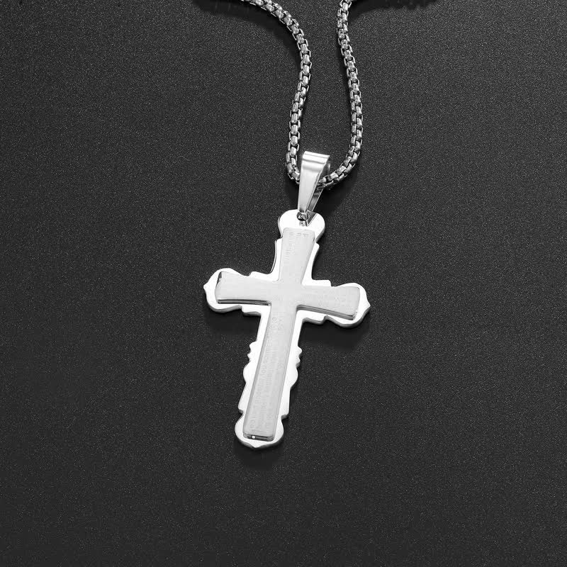 Dual‑Link Choice Spanish Verse Cross Necklace: Symbol of Gentle Celestial Shelter
