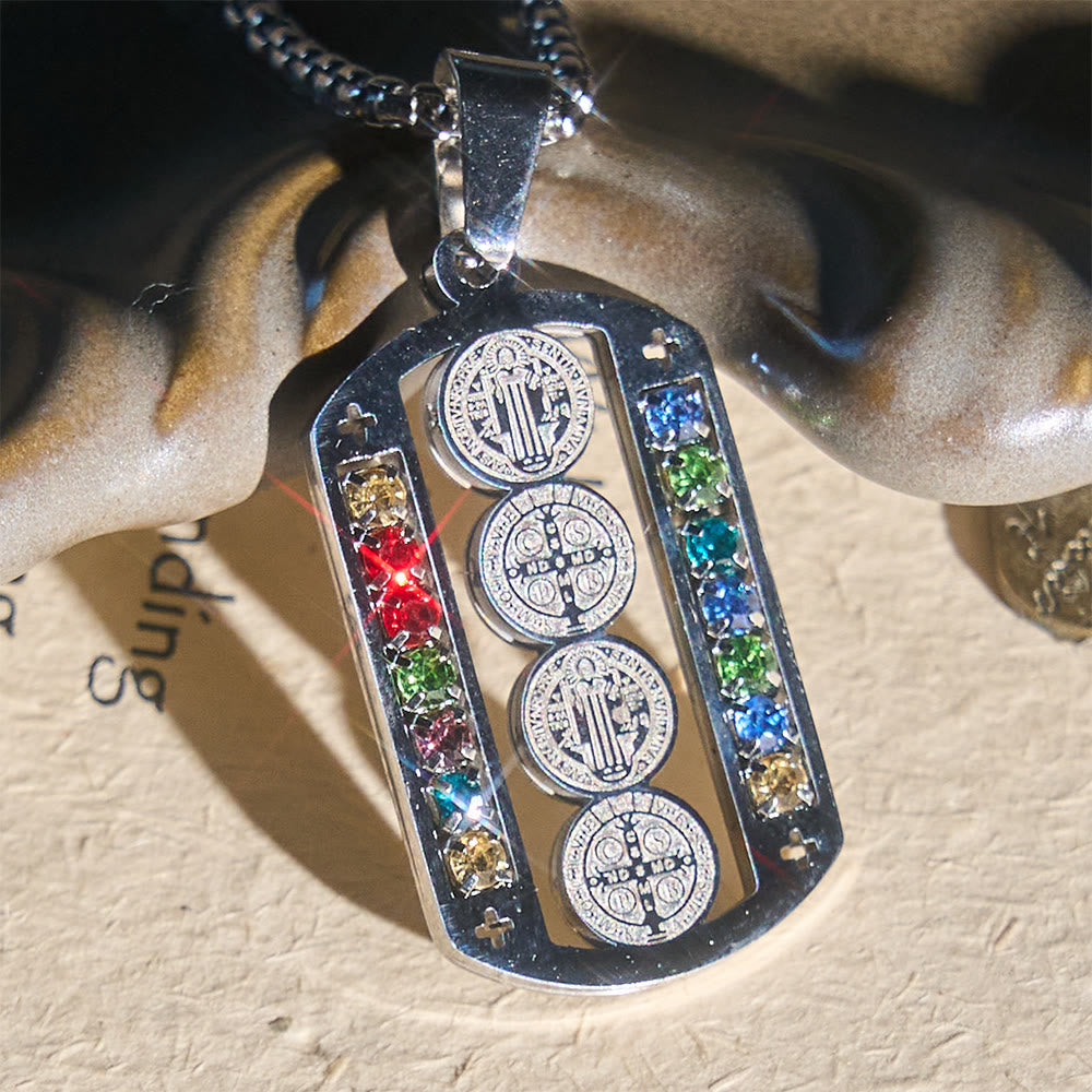 Polished St. Benedict Medallion Necklace: Token Of Soothing Daily Spiritual Calm