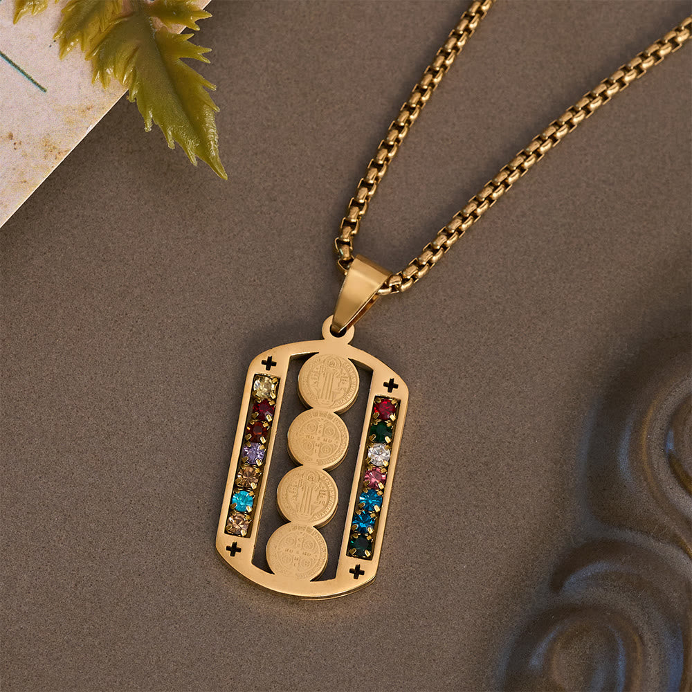 Polished St. Benedict Medallion Necklace: Token Of Soothing Daily Spiritual Calm