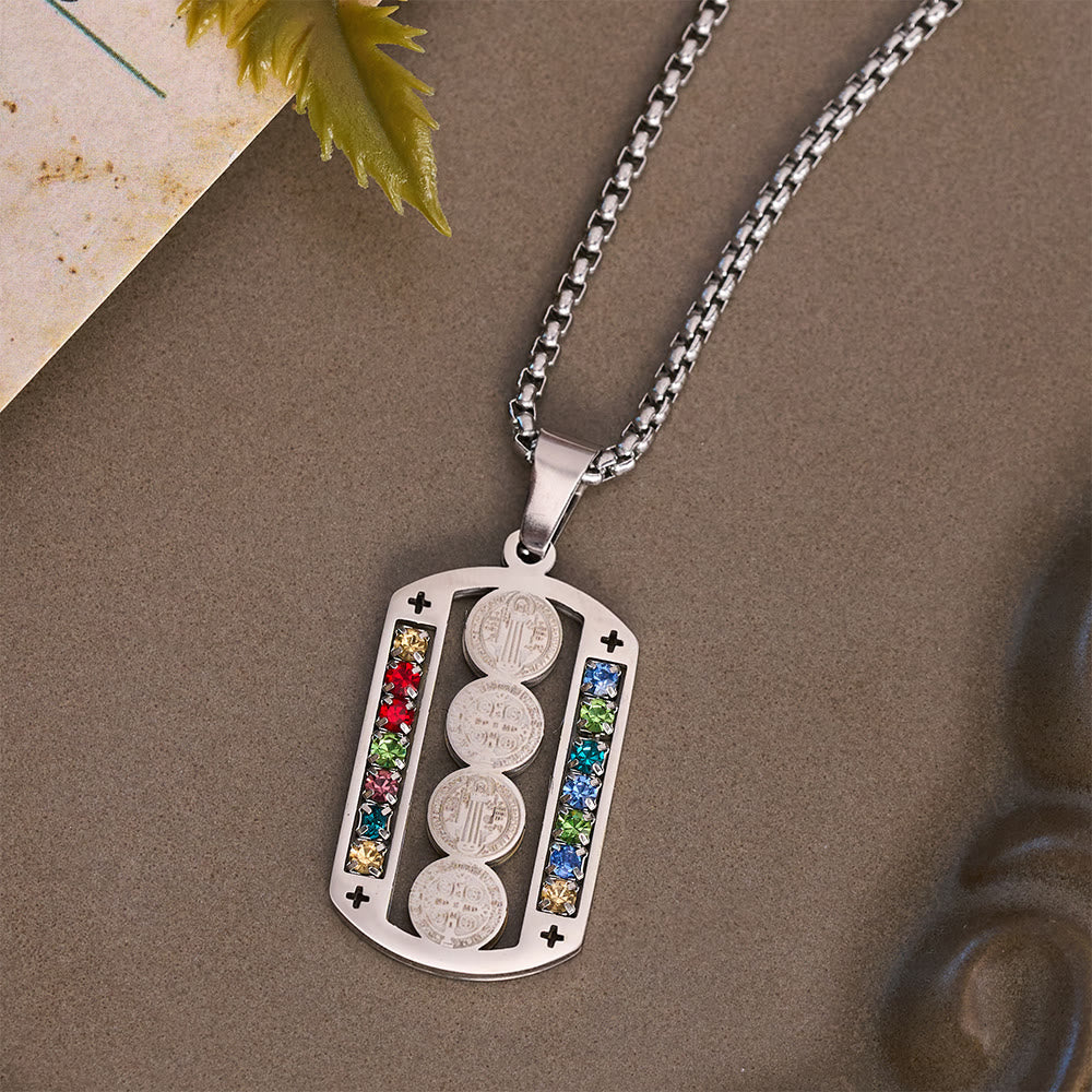 Polished St. Benedict Medallion Necklace: Token Of Soothing Daily Spiritual Calm