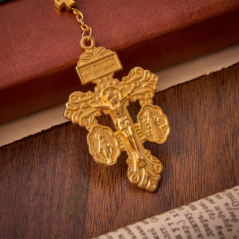 Pale Lavender Glass Bead Rosary with Sacred Heart Crucifix: Emblem of Gentle Heavenly Mercy