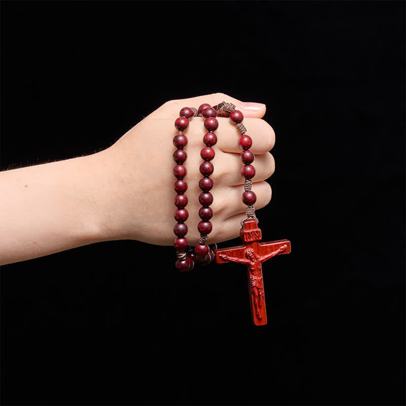 Natural Timber Prayer Rosary & Madonna and Child Motif: Token of Abiding Divine Warmth