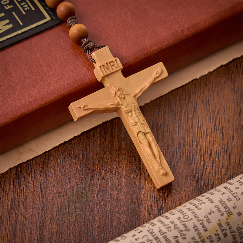 Natural Timber Prayer Rosary & Madonna and Child Motif: Token of Abiding Divine Warmth