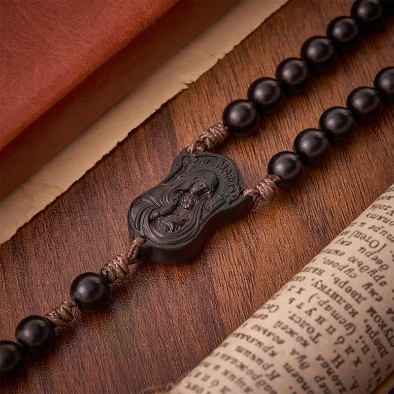 Natural Timber Prayer Rosary & Madonna and Child Motif: Token of Abiding Divine Warmth
