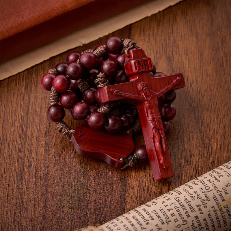 Natural Timber Prayer Rosary & Madonna and Child Motif: Token of Abiding Divine Warmth