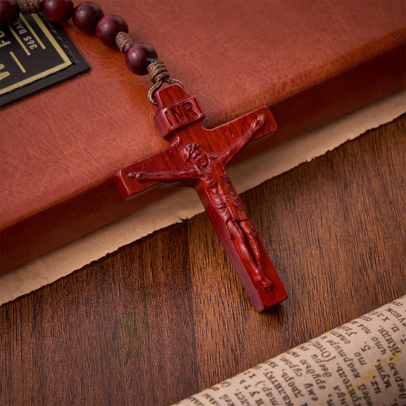 Natural Timber Prayer Rosary & Madonna and Child Motif: Token of Abiding Divine Warmth