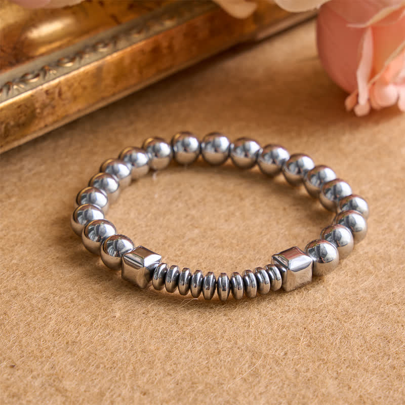 Layered Stone & Copper Cross Bracelet: Symbol of Gentle Divine Guardianship