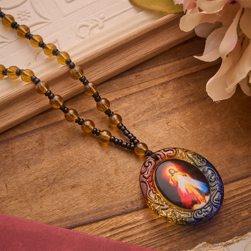 Holy Figure Collection Glass Beaded Necklace: Token of Sweet Divine Remembrance