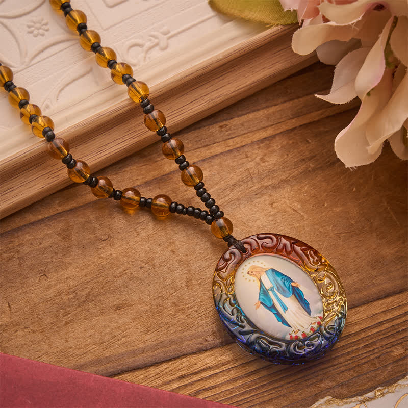 Holy Figure Collection Glass Beaded Necklace: Token of Sweet Divine Remembrance