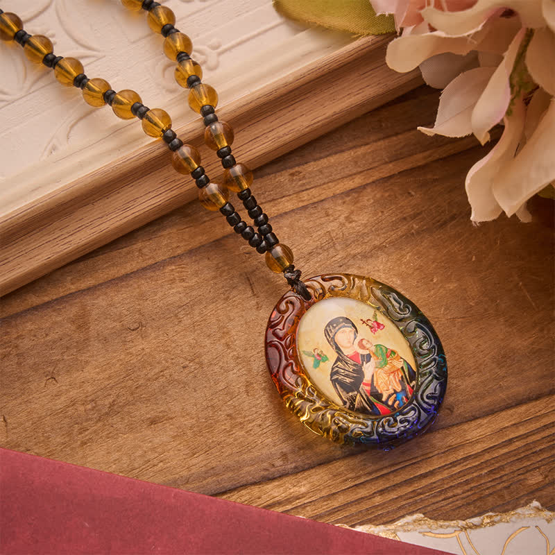 Holy Figure Collection Glass Beaded Necklace: Token of Sweet Divine Remembrance