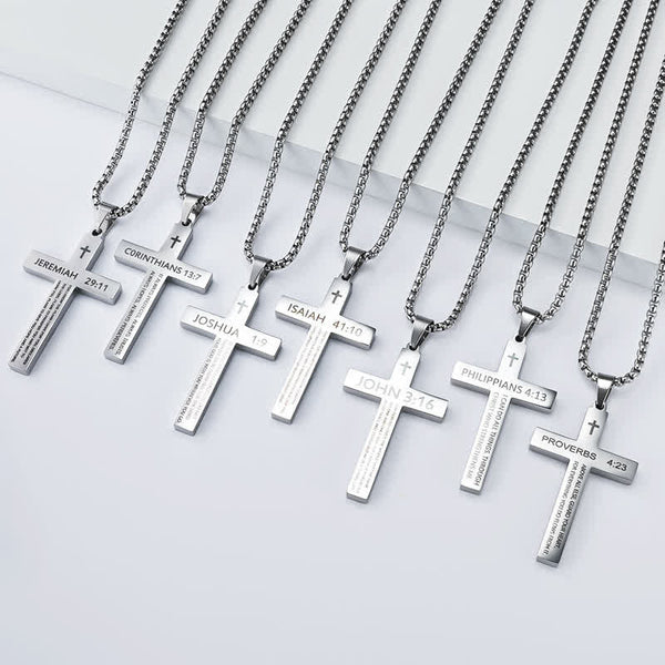 Heavy Duty Scripture Cross Necklace: Sign of Unfailing Divine Shelter