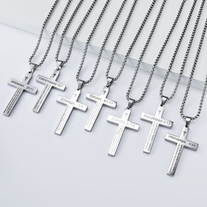 Heavy Duty Scripture Cross Necklace: Sign of Unfailing Divine Shelter