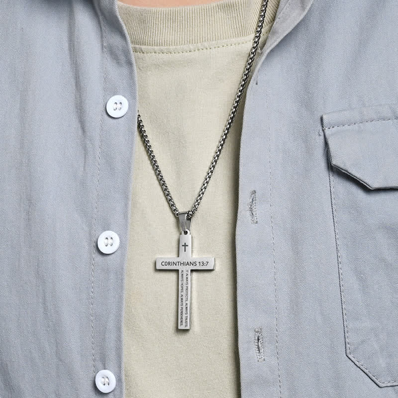 Heavy Duty Scripture Cross Necklace: Sign of Unfailing Divine Shelter