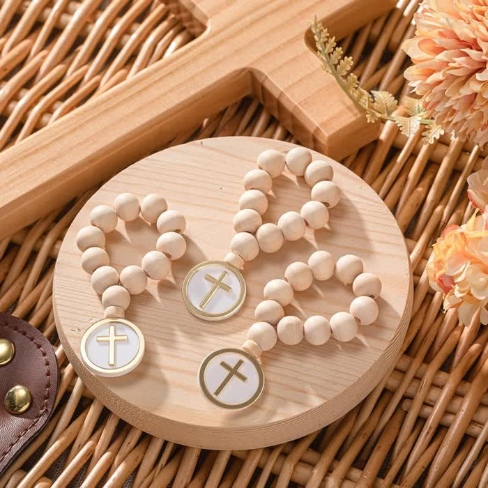 Natural Wood Rosary With Round Cross Charm: Sign of Unfailing Heavenly Blessing