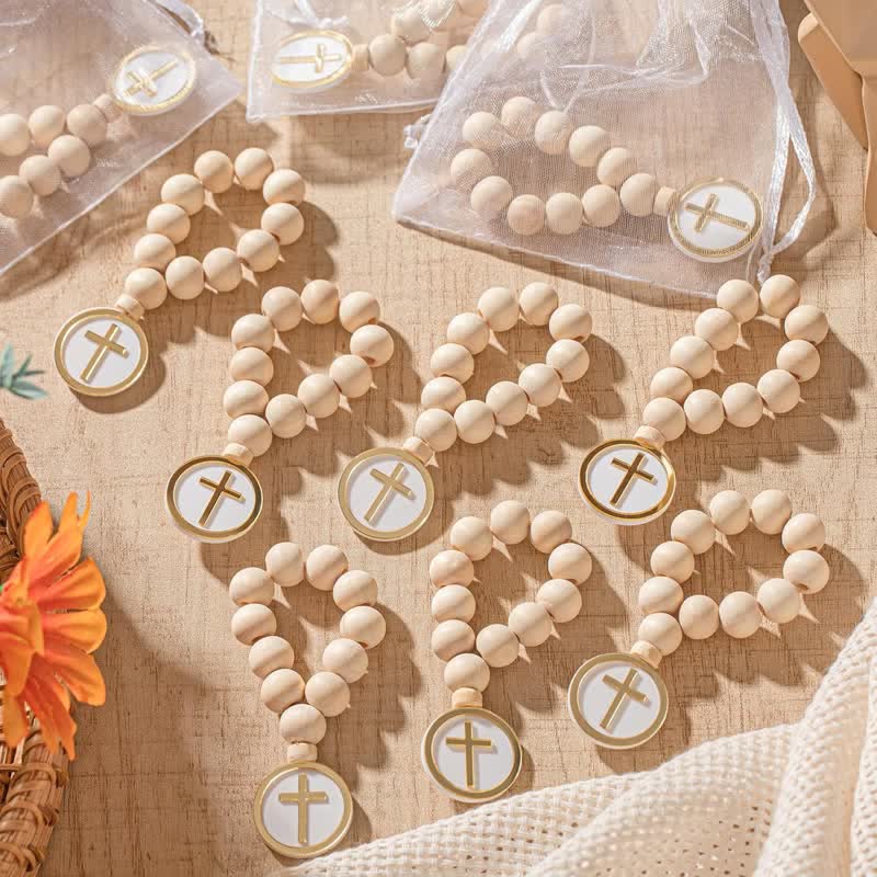 Natural Wood Rosary With Round Cross Charm: Sign of Unfailing Heavenly Blessing