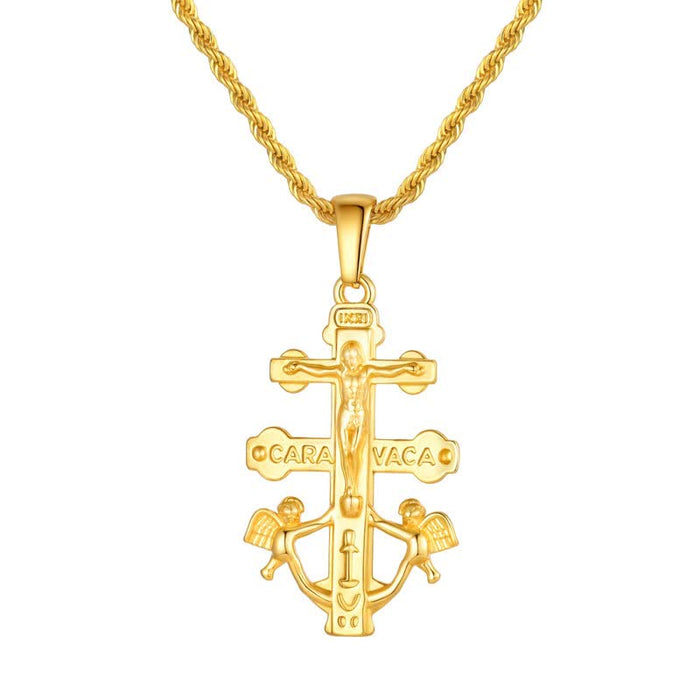 Intricate Caravaca Crucifix Rope Chain Necklace: Sign of Abiding Sacred Grace