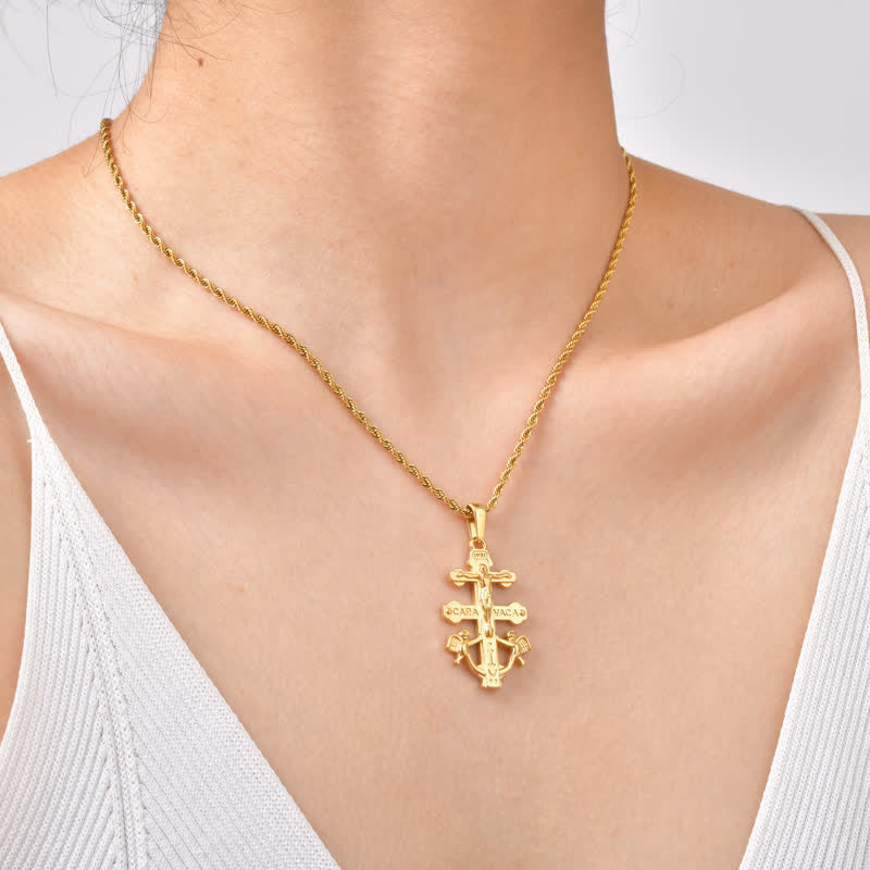 Intricate Caravaca Crucifix Rope Chain Necklace: Sign of Abiding Sacred Grace