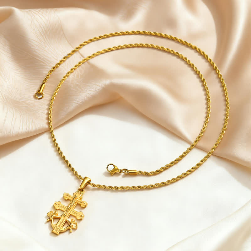 Intricate Caravaca Crucifix Rope Chain Necklace: Sign of Abiding Sacred Grace
