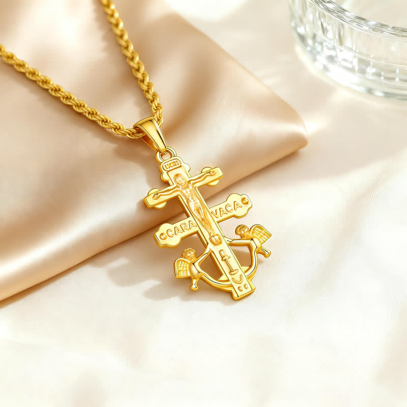 Intricate Caravaca Crucifix Rope Chain Necklace: Sign of Abiding Sacred Grace