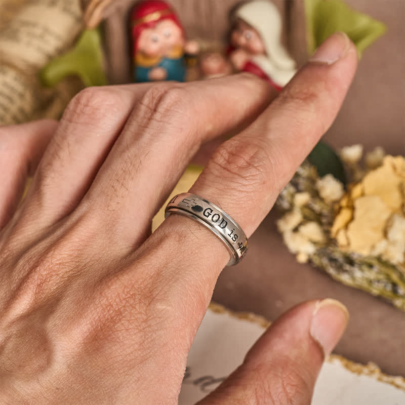 Smooth Rotatable Scripture Ring: Sacred Token of Inner Heavenly Peace