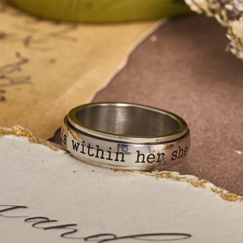 Smooth Rotatable Scripture Ring: Sacred Token of Inner Heavenly Peace